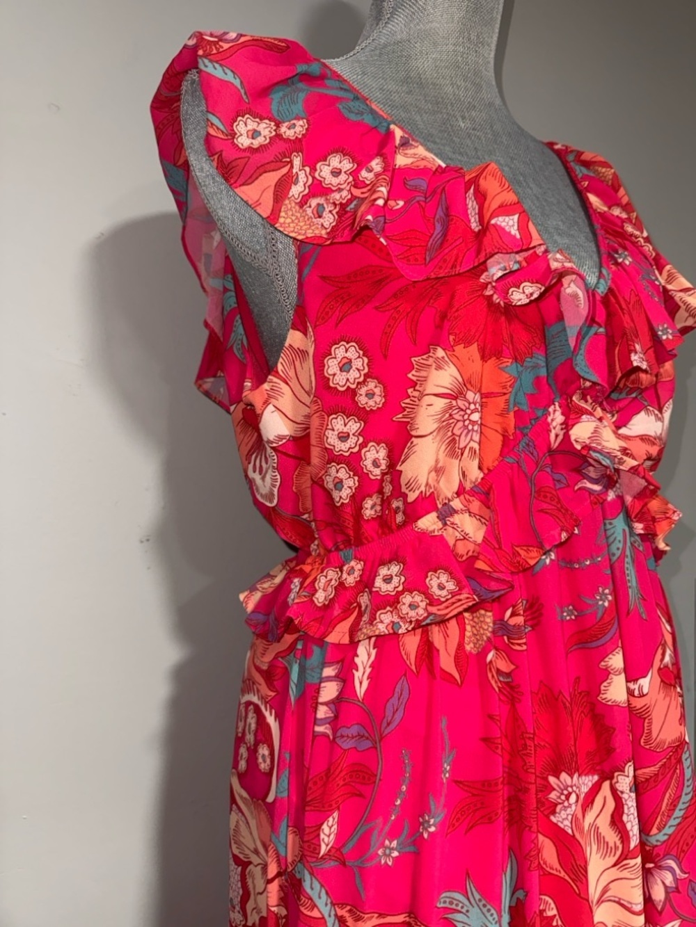 Flying Tomato Hot Pink Floral Tiered Dress - Picture 3 of 6